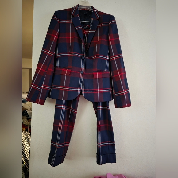 Tommy Hilfiger Set Women's Plaid Blazer Sz 2 + Pants Sz 6 Nwot - Picture 1 of 16